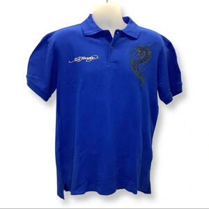 Ed Hardy Size 4XL Men’s Bright Blue Polo Shirt.
100% Cotton. New With Tags